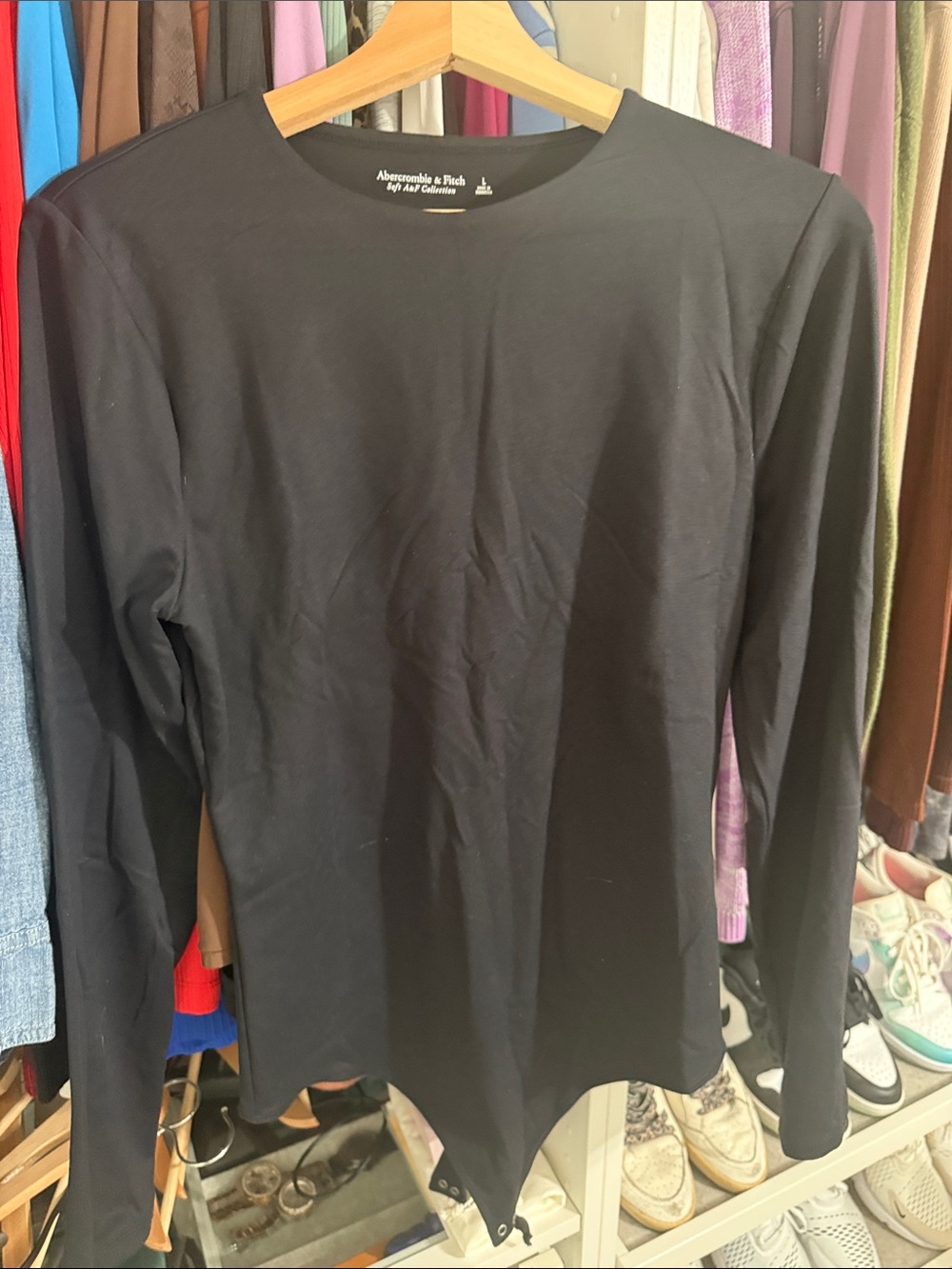 Abercrombie & Fitch Black Long Sleeve Bodysuit